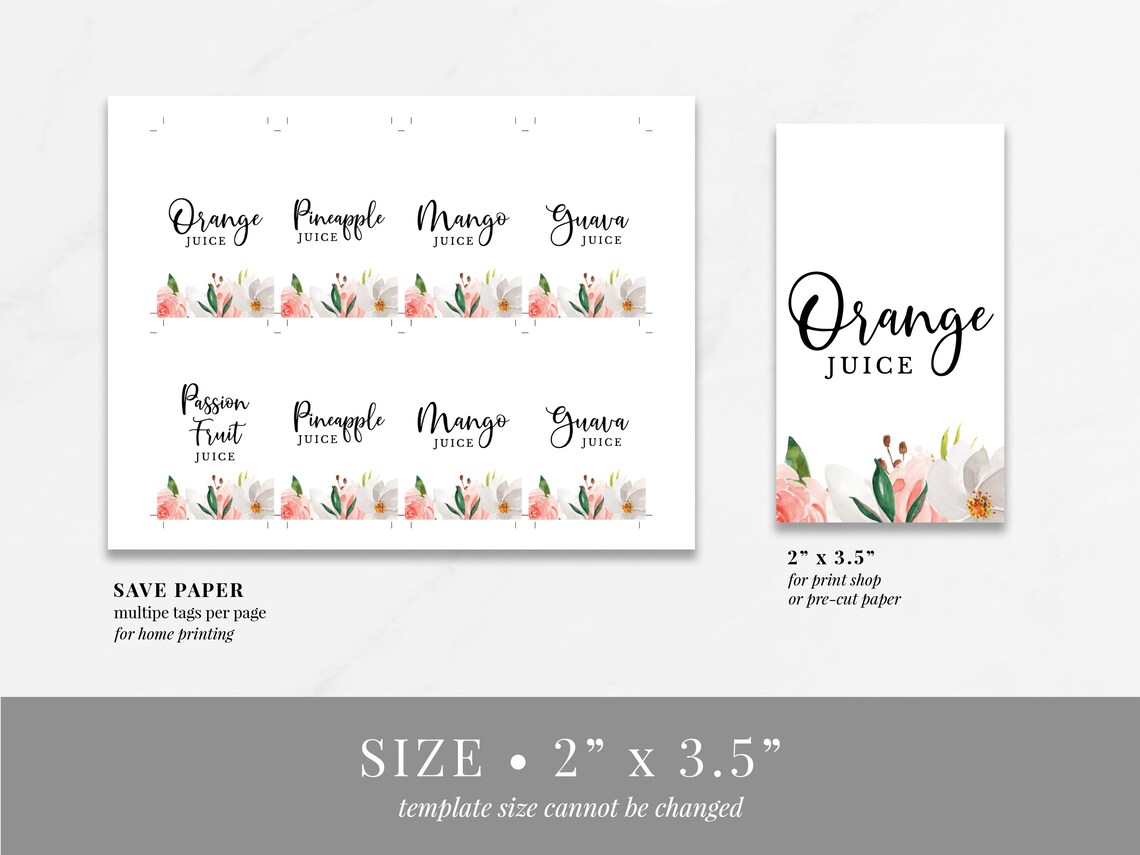 Printable Mimosa Bar Juice Tags Template Download Juice | Etsy