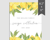 Editable Lemon Recipe Book Template, Printable DIY Cookbook, Instant Download, Customizable Recipe Journal, RB-02