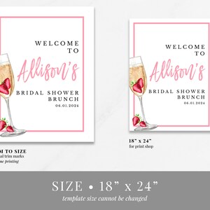 Plantilla de cartel de bienvenida para brunch con champán, decoración imprimible para despedida de soltera (descarga), WS-06 imagen 3