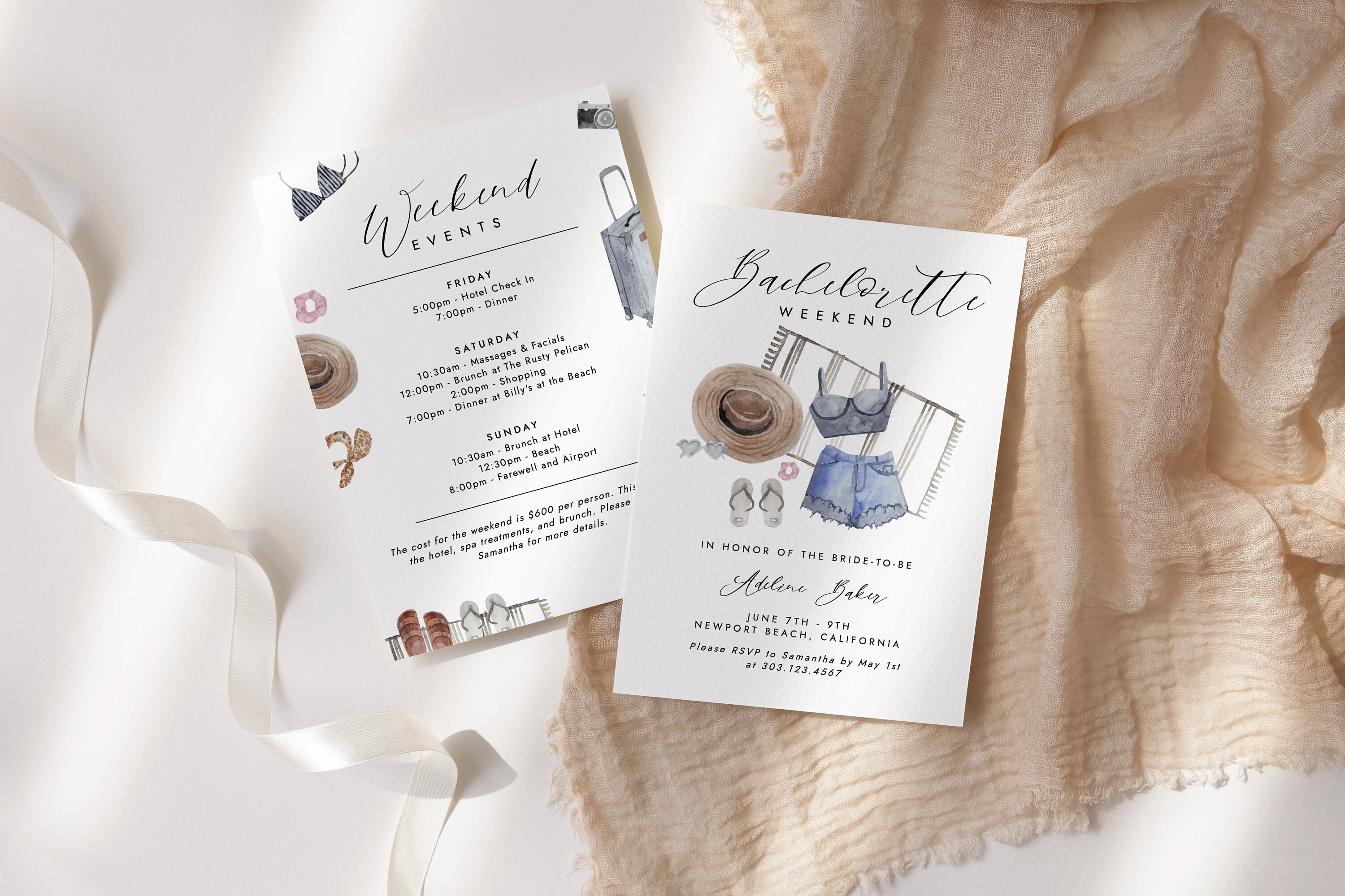 Bachelorette Weekend Itinerary Bachelorette Party Invitation Template Printable Beach Bachelorette Weekend Vacation