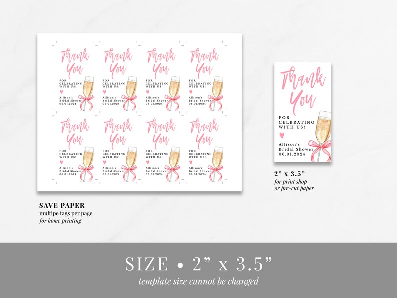 Bridal Shower Champagne Favor Tag Printable Champagne Tag - Etsy
