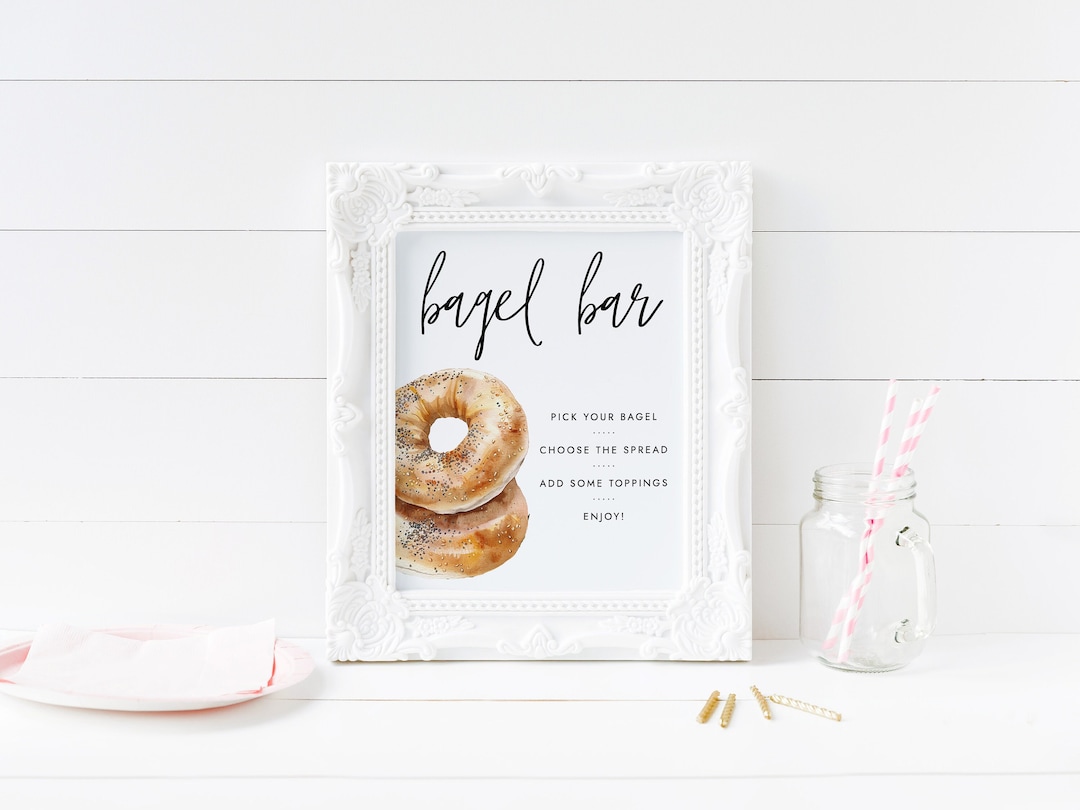 Bridal Shower Brunch Bagel Bar Sign Template, Printable Wedding Brunch