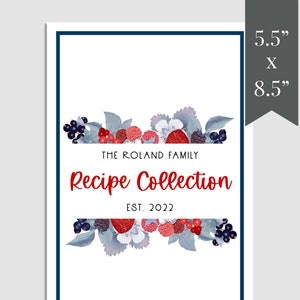 Mini livre de recettes de livre de recettes de baies à télécharger, reliure de recette demi-taille, livre de cuisine familial imprimable, modèle de livre de recettes, MRB-60
