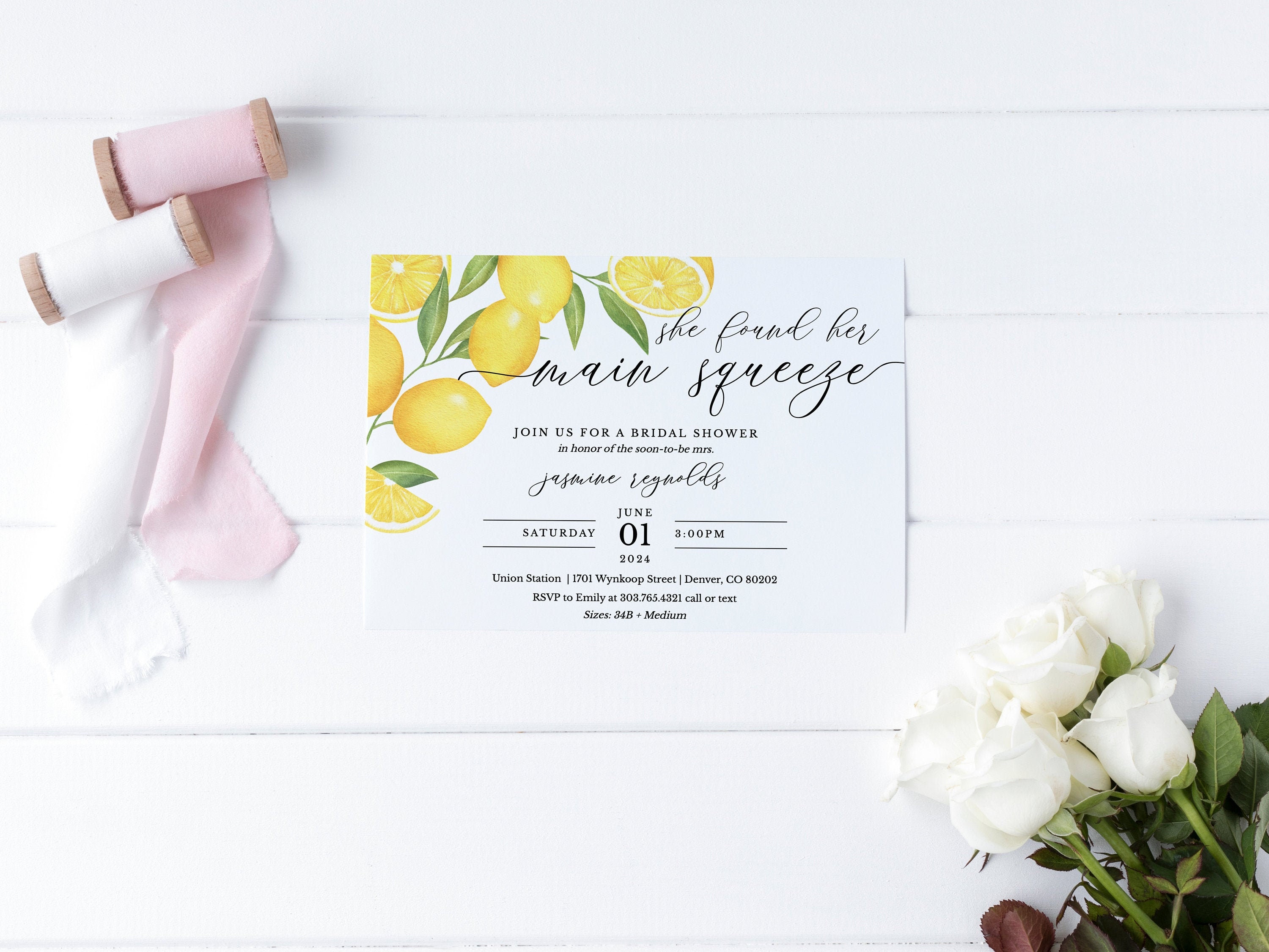 She Found Her Main Squeeze Bridal Shower Invitation Template Download Printable Citrus Lemons Wedding Couples Shower Invite