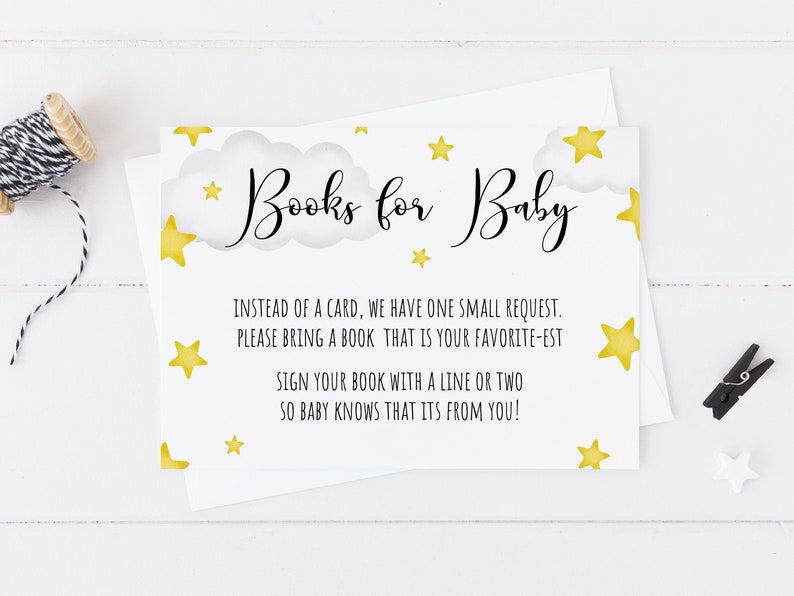 Printable Over the Moon Books for Baby Insert Card Template - Etsy