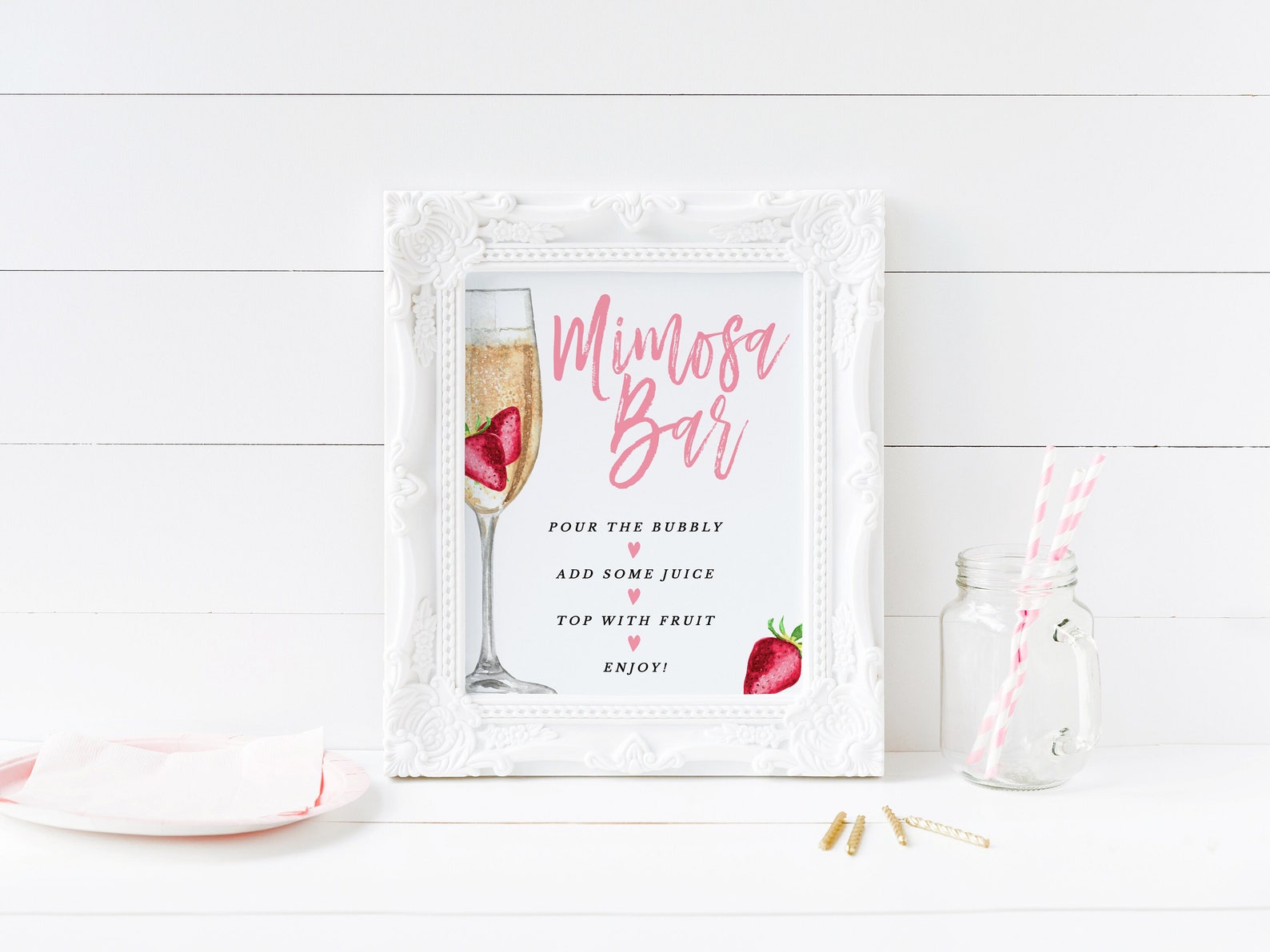 Mimosa Bar Sign Template Instant Download Strawberry Etsy