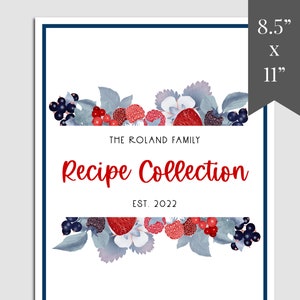 Modello di libro di ricette per bacche Download istantaneo, Modello di libro di ricette modificabile, Pagine raccoglitore di ricette stampabili, Libro di ricette per famiglie, RB-60