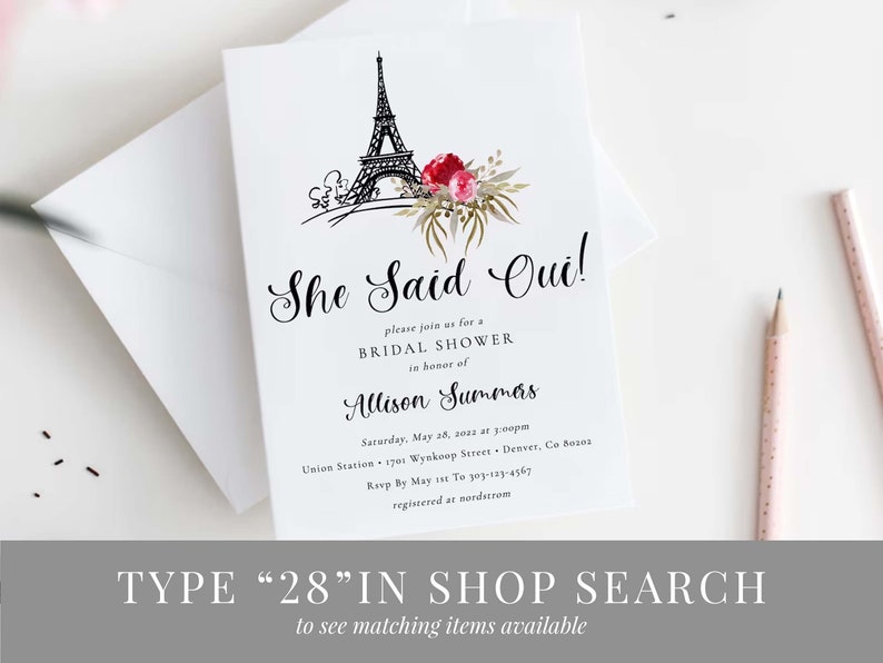 Red Floral Custom Printable Sign Template Paris Bridal Shower - Etsy