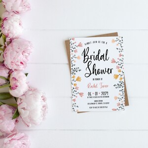 Printable Bridal Shower Invitation Download, Watercolor Wildflowers ...