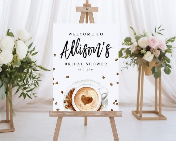 Love is Brewing Coffee Bridal Shower Welcome Sign Template, Printable Coffee Bridal Shower Welcome Sign Download, WS-04