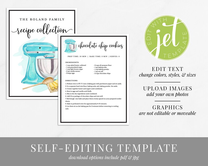 Mixer Recipe Book Template Download Printable Recipe Etsy
