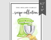 Lime Green Mixer Recipe Book Template, Editable Recipe Page Template, Printable Recipe Book, Family Recipe Cookbook Printable Template,RB-21