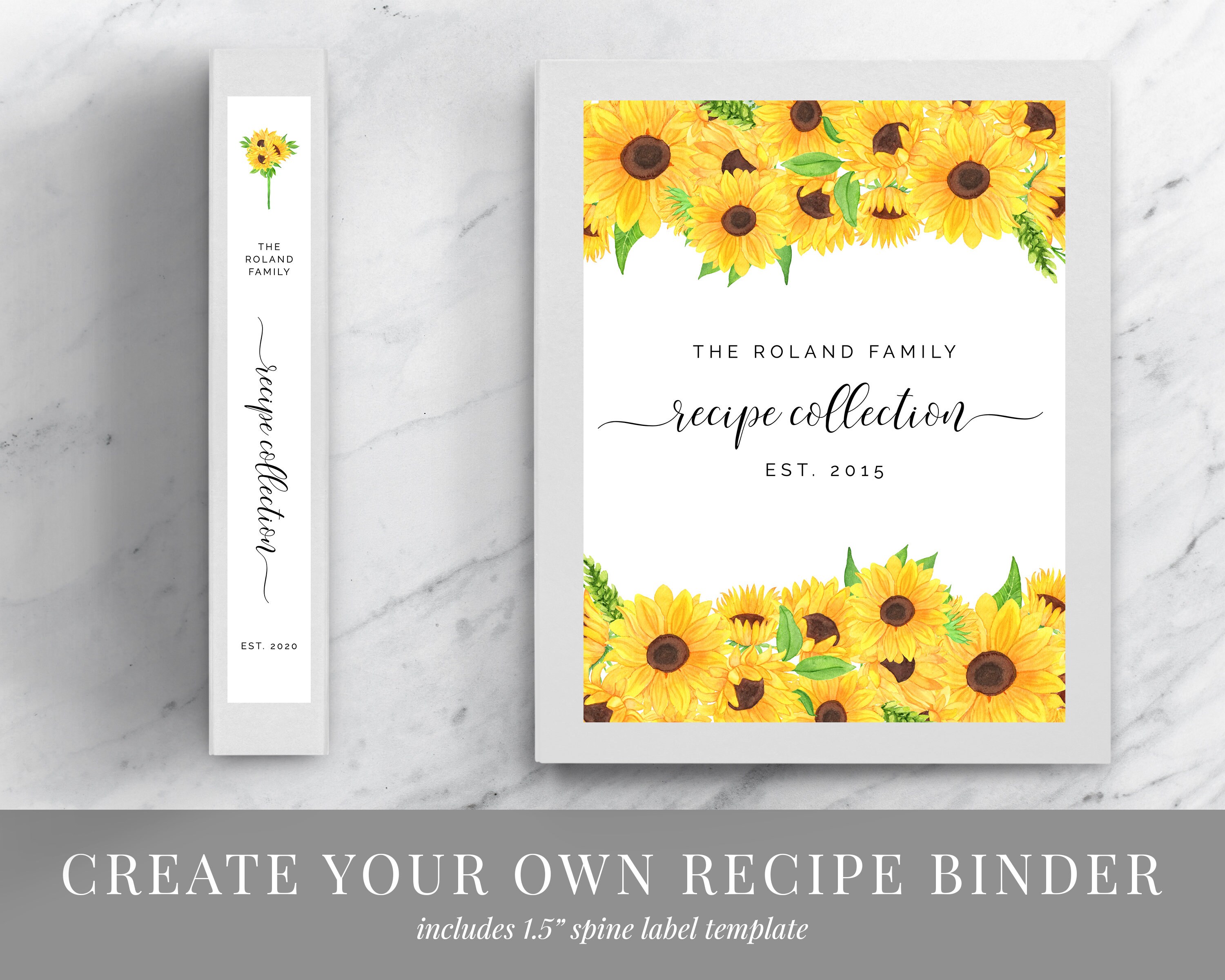Printable Sunflower Recipe Book Template Download Recipe Etsy Canada
