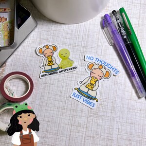 No Thoughts Just Vibes Baby Angel Stickers, Yoga Stickers, Waterproof Vinyl Stickers