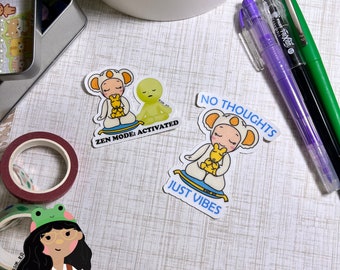 No Thoughts Just Vibes Baby Angel Stickers, Yoga Stickers, Waterproof Vinyl Stickers