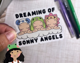 Dreaming of Baby Angel Stickers, Dreaming Angel Stickers, Waterproof Vinyl Stickers