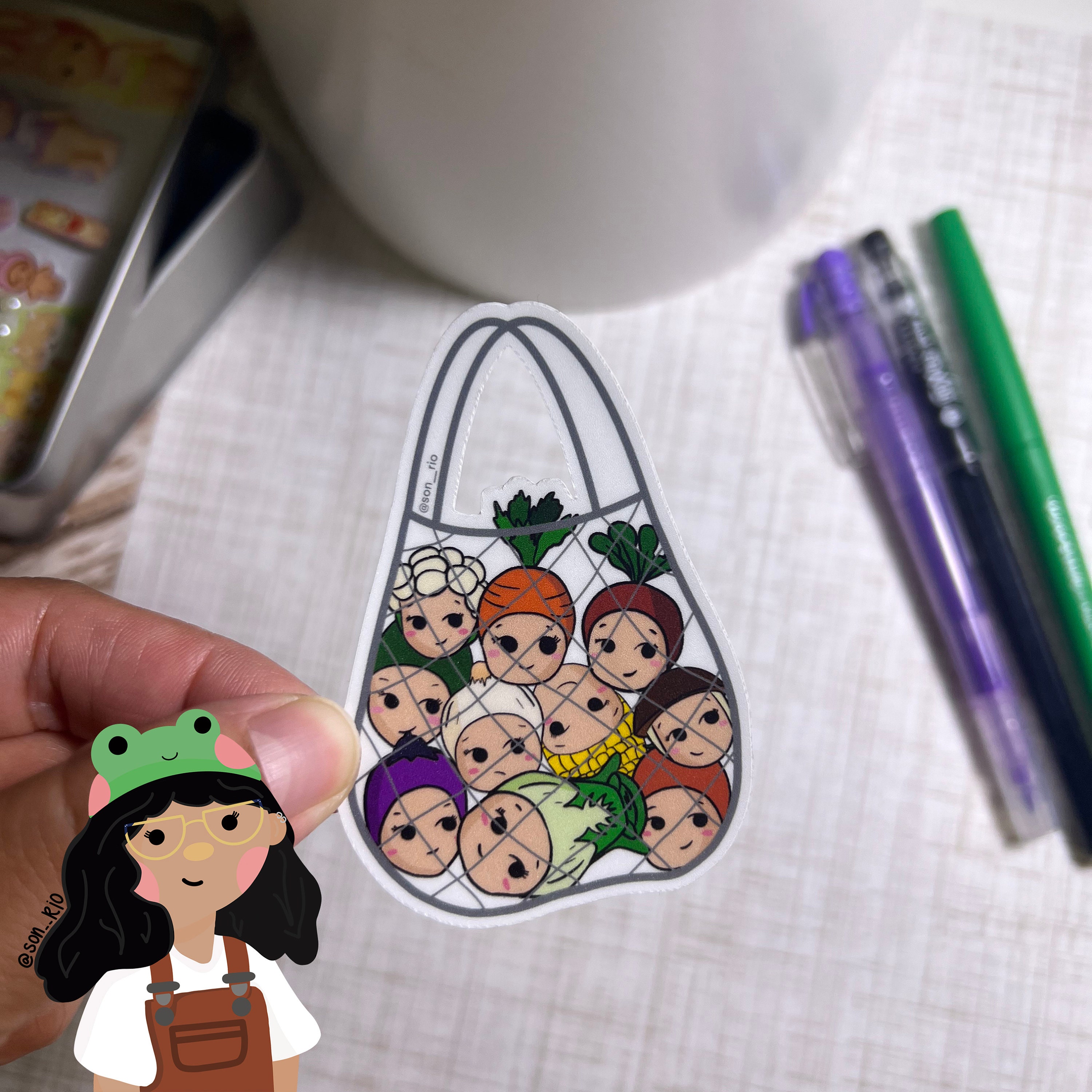 Grocery Bag of Baby Angel Stickers, Veggie Angel Stickers, Waterproof Vinyl Stickers