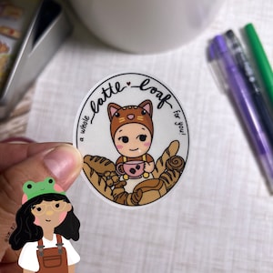 Stickers bébé ange chat latté, Stickers ange chat latte, vinyles autocollants imperméables