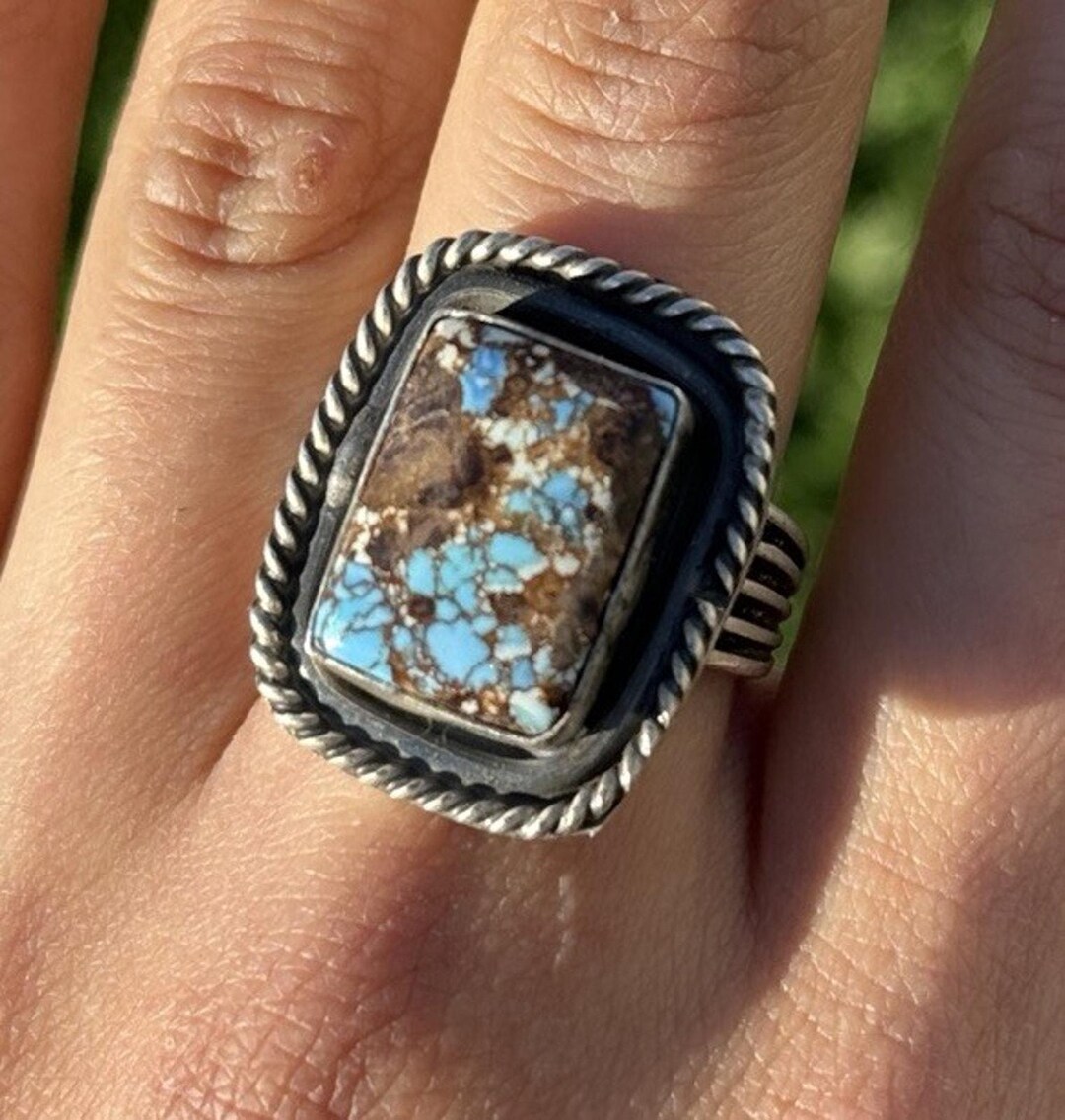 Native American Sterling Silver Golden Hill Turquoise Ring. Size 10 ...