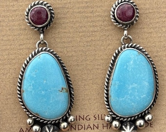 Navajo Sterling Silver Turquoise Purple Spiny Oyster Earrings LY