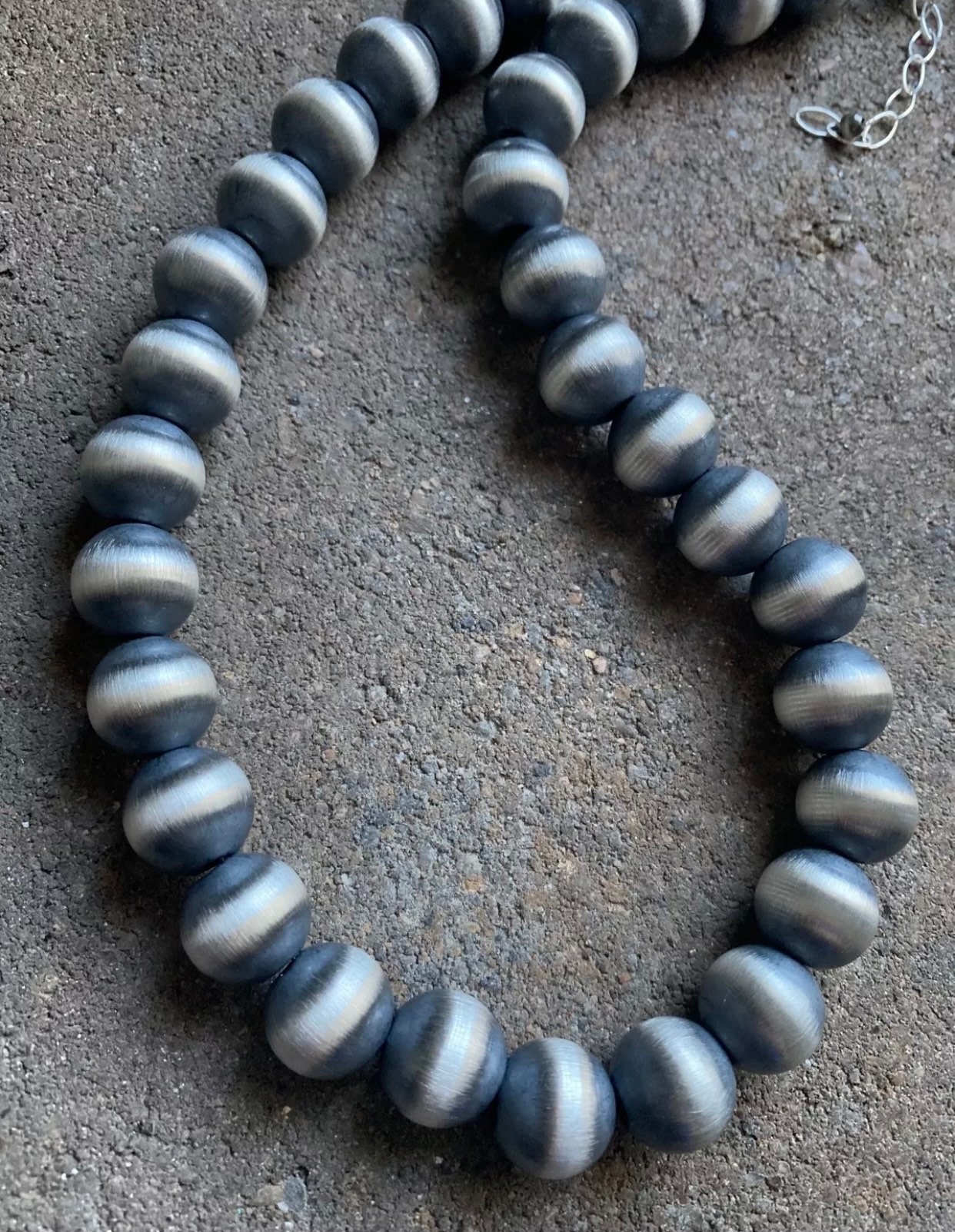 14mm Southwestern 925 Sterling Silver Pearls Bead Necklaces
