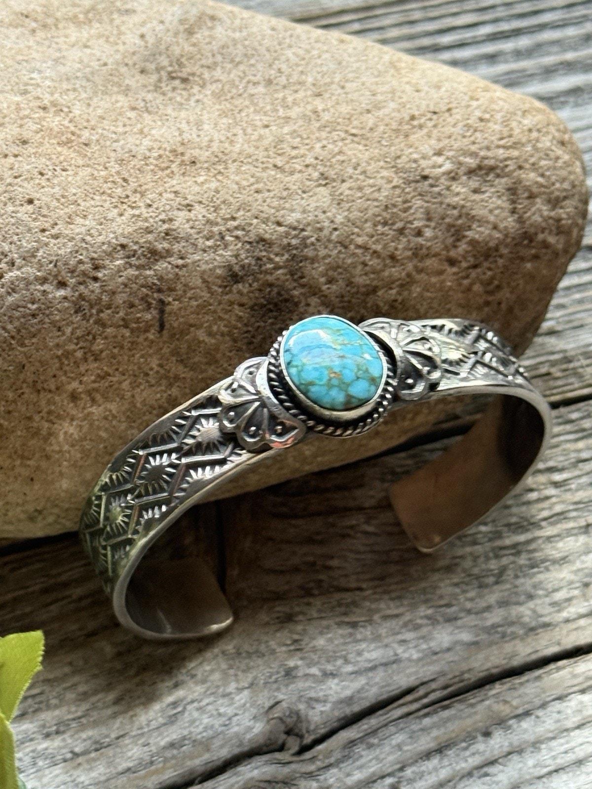 Sunshine Reeves Turquoise Sterling Silver Stacker Stamped Cuff