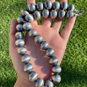 16mm Southwestern 925 Sterling Silver Pearls Bead Necklaces &quot;Navajo Style&quot;