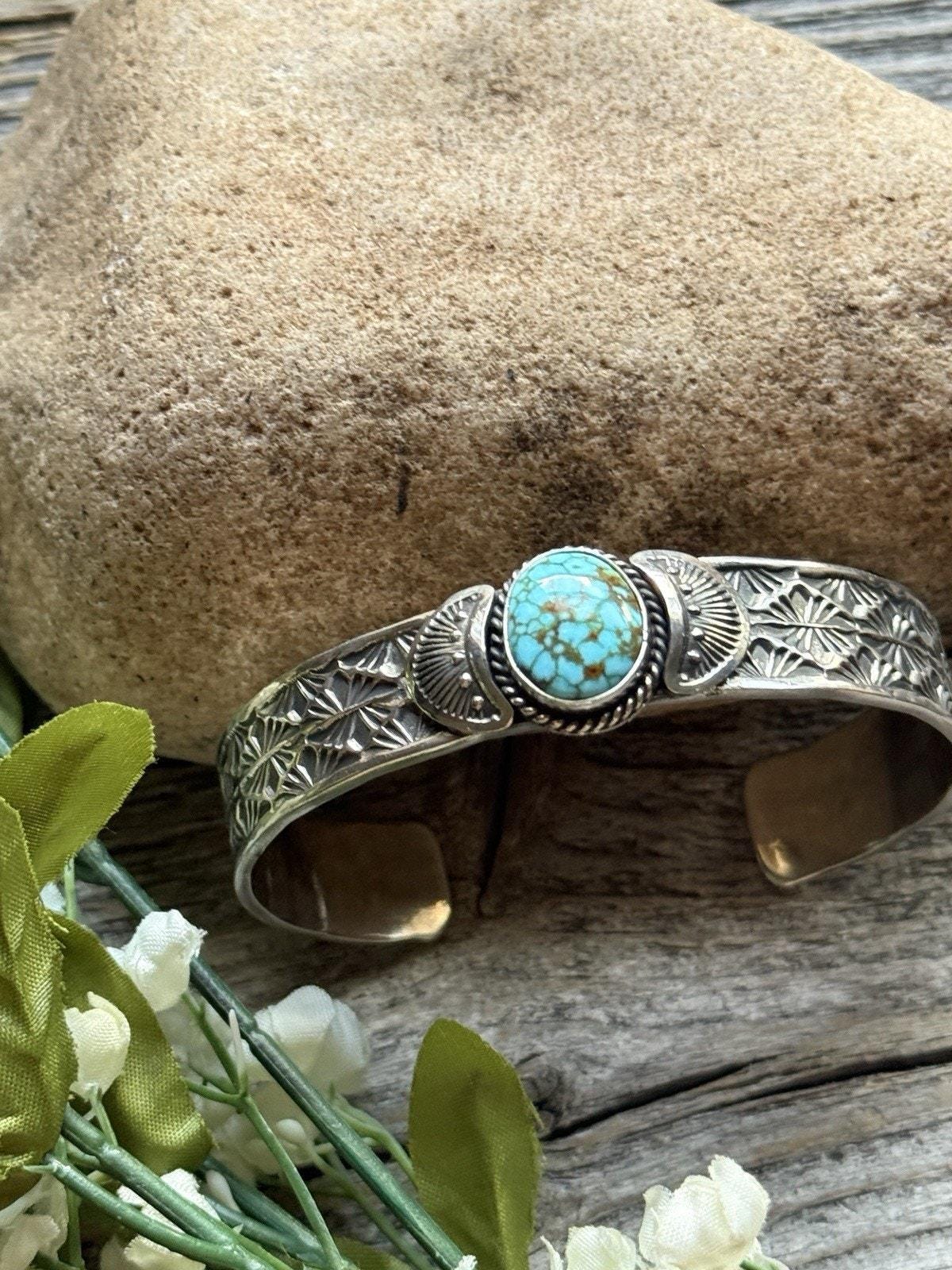 Sunshine Reeves Turquoise Sterling Silver Stacker Stamped Cuff