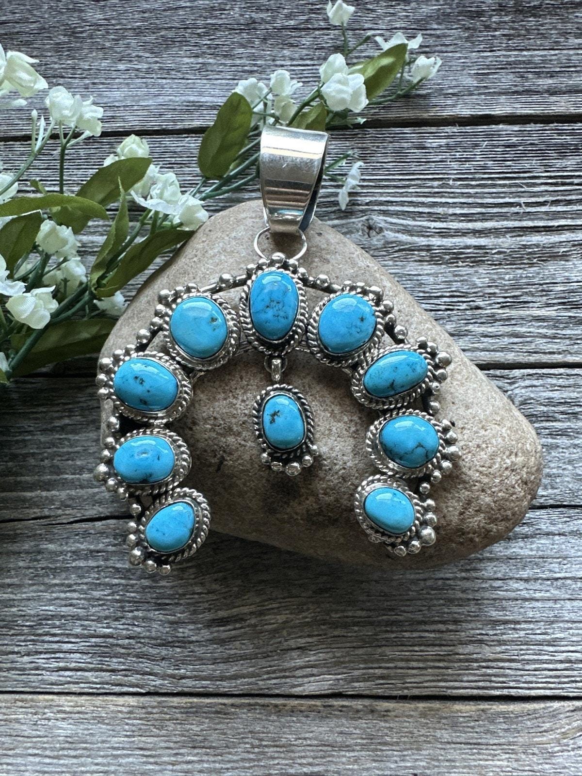 Navajo Sterling Silver Turquoise Naja Pendant. Kee J - Etsy