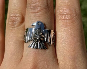 指輪・リング Vintage Fred Harvey Style Ring Size 9 3/4 >> Vintage Fred Harvey Era Navajo Sterling Silver