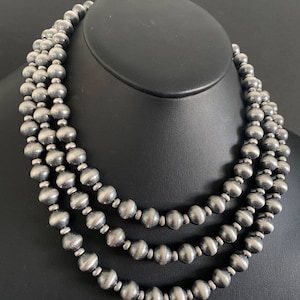 Collana in argento sterling con perle da 10 mm e 60 pollici.