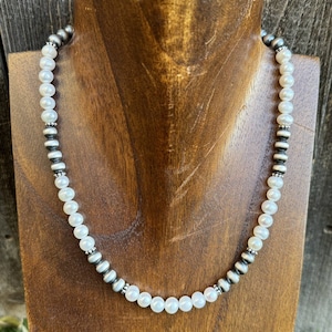 Collana girocollo con perle d&#39;acqua dolce in argento sterling. 14 pollici. Regalo