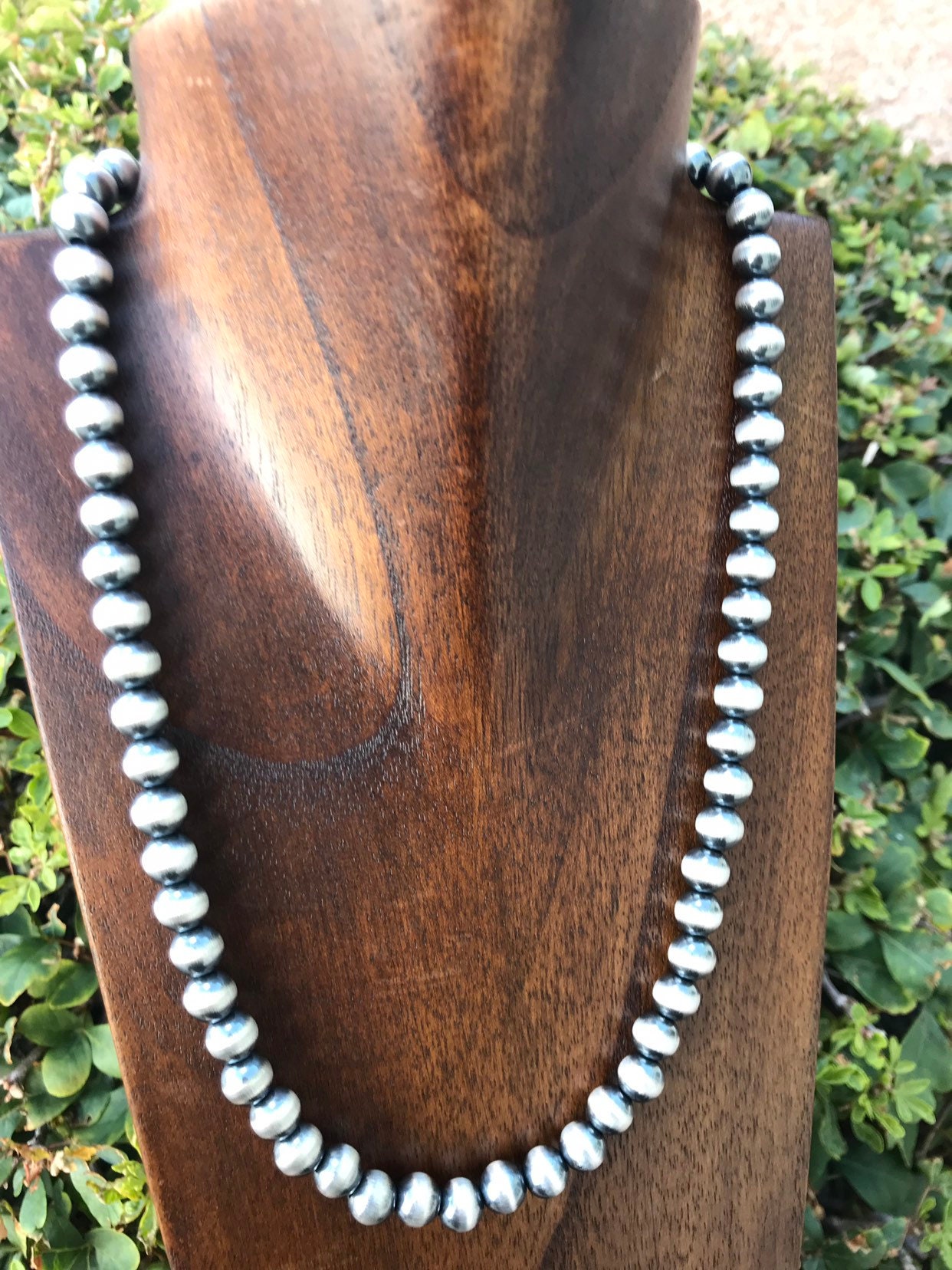 8mm Southwestern 925 Sterling Silver Pearls Bead Necklaces 