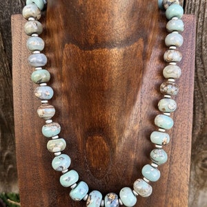 Collana con perle di larimar W in argento sterling 925 sudoccidentale da 18 pollici