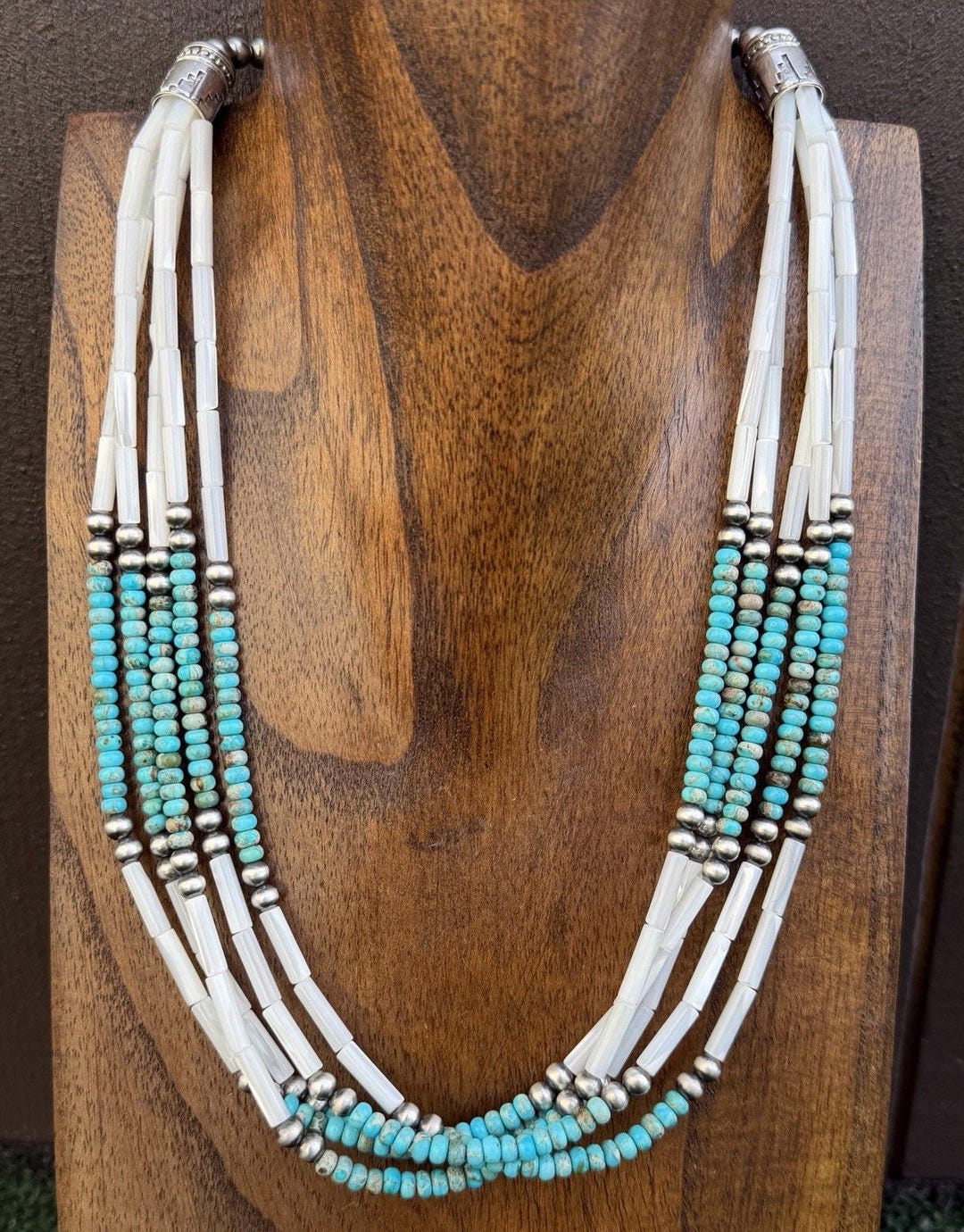 Sterling Silver Multi Strand MOP Mother of Pearl Turquoise Bead ...