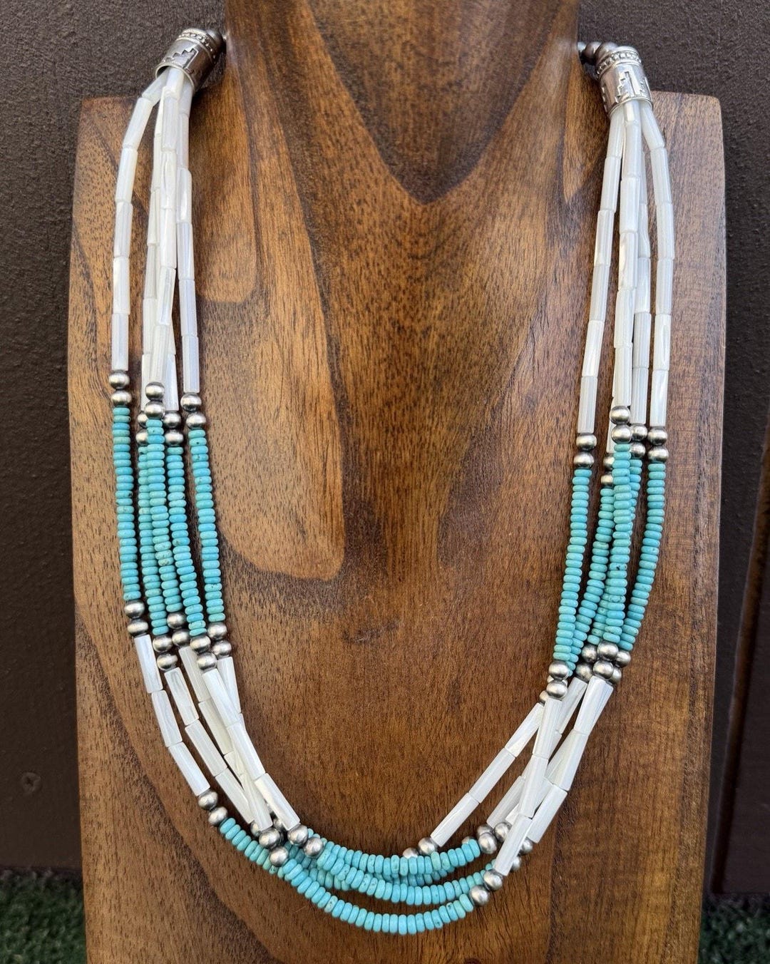 Sterling Silver Multi Strand MOP Mother of Pearl Turquoise Bead ...