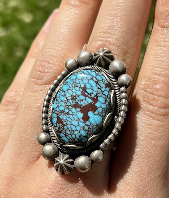 Elgin Tom Sterling Silver Egyptian Turquoise Ring. Size 8.5