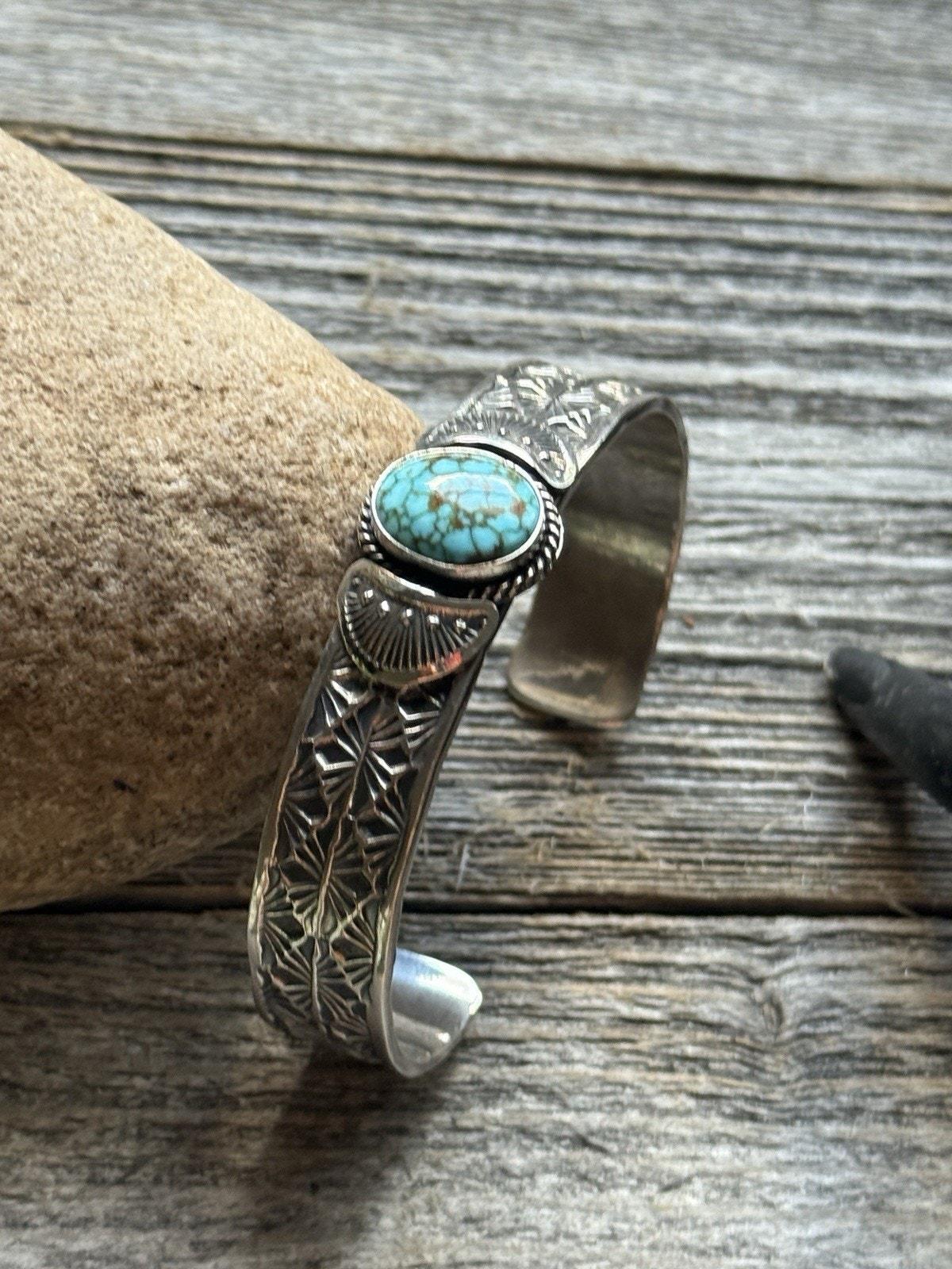 Sunshine Reeves Turquoise Sterling Silver Stacker Stamped Cuff