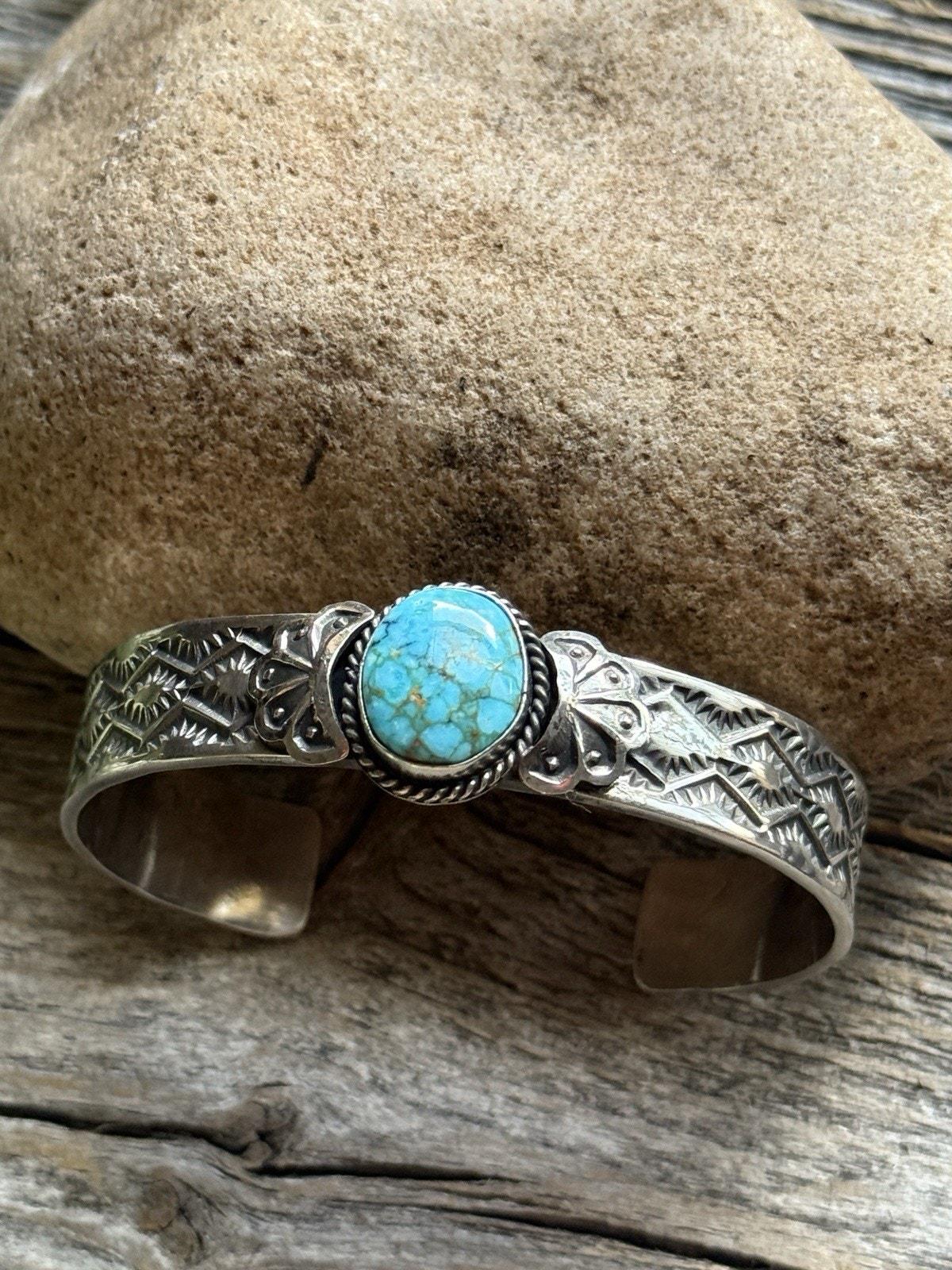 Sunshine Reeves Turquoise Sterling Silver Stacker Stamped Cuff
