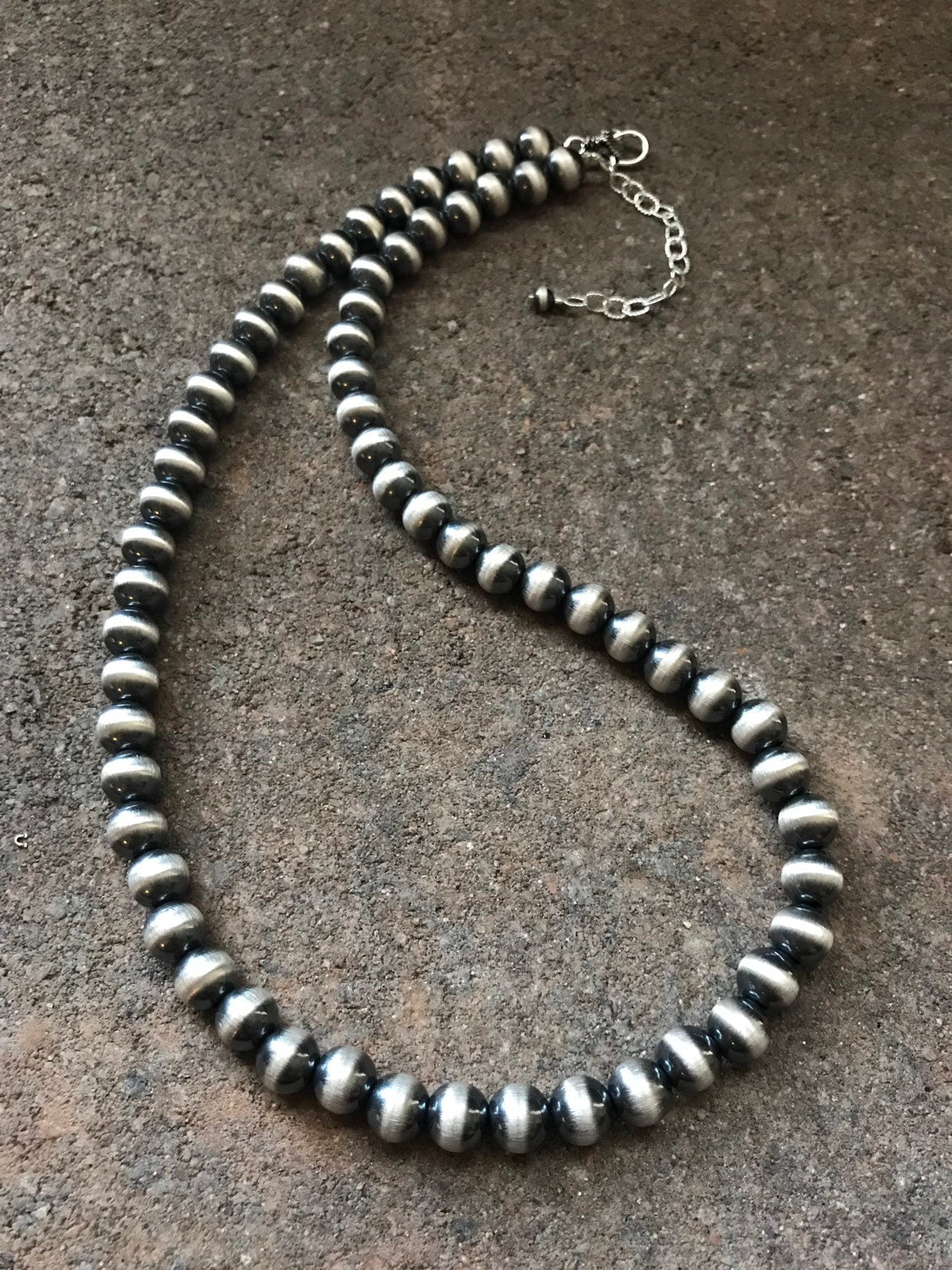 8mm Southwestern 925 Sterling Silver Pearls Bead Necklaces 