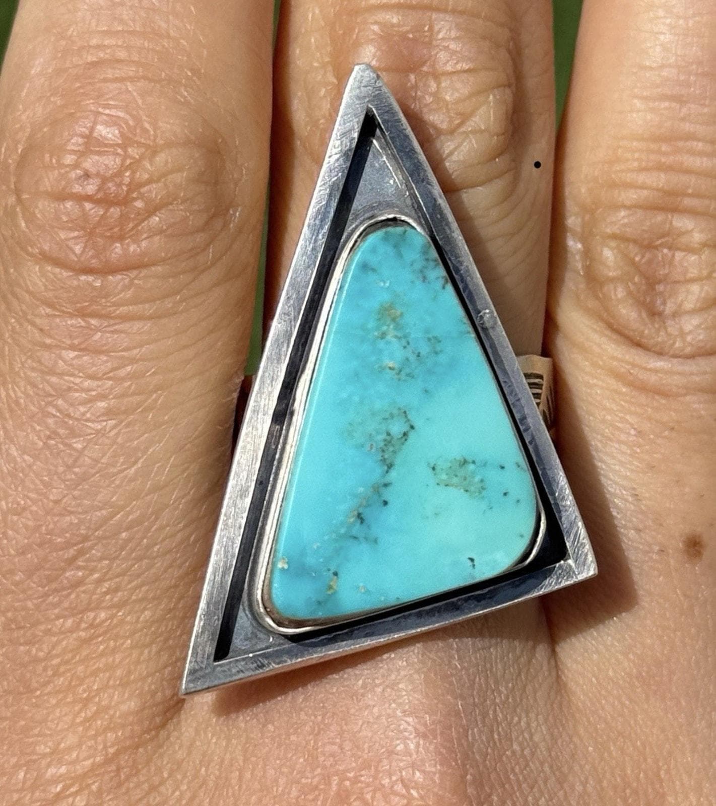 Native American Sterling Silver Turquoise Adjustable Ring. K