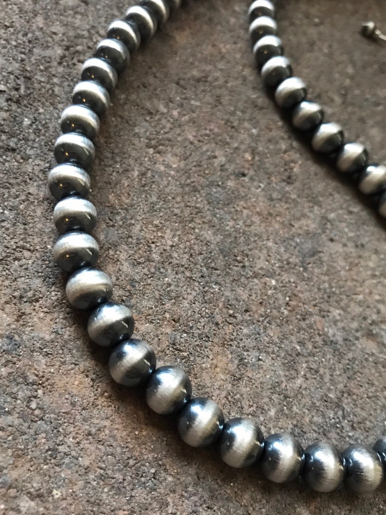 Sterling Silver 8mm Pearls Bead Necklace. Etsy