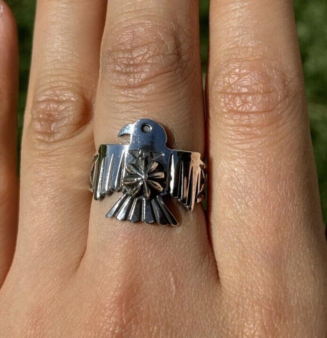 Sunshine Reeves 925 Sterling Silver Thunderbird Stamped Ring