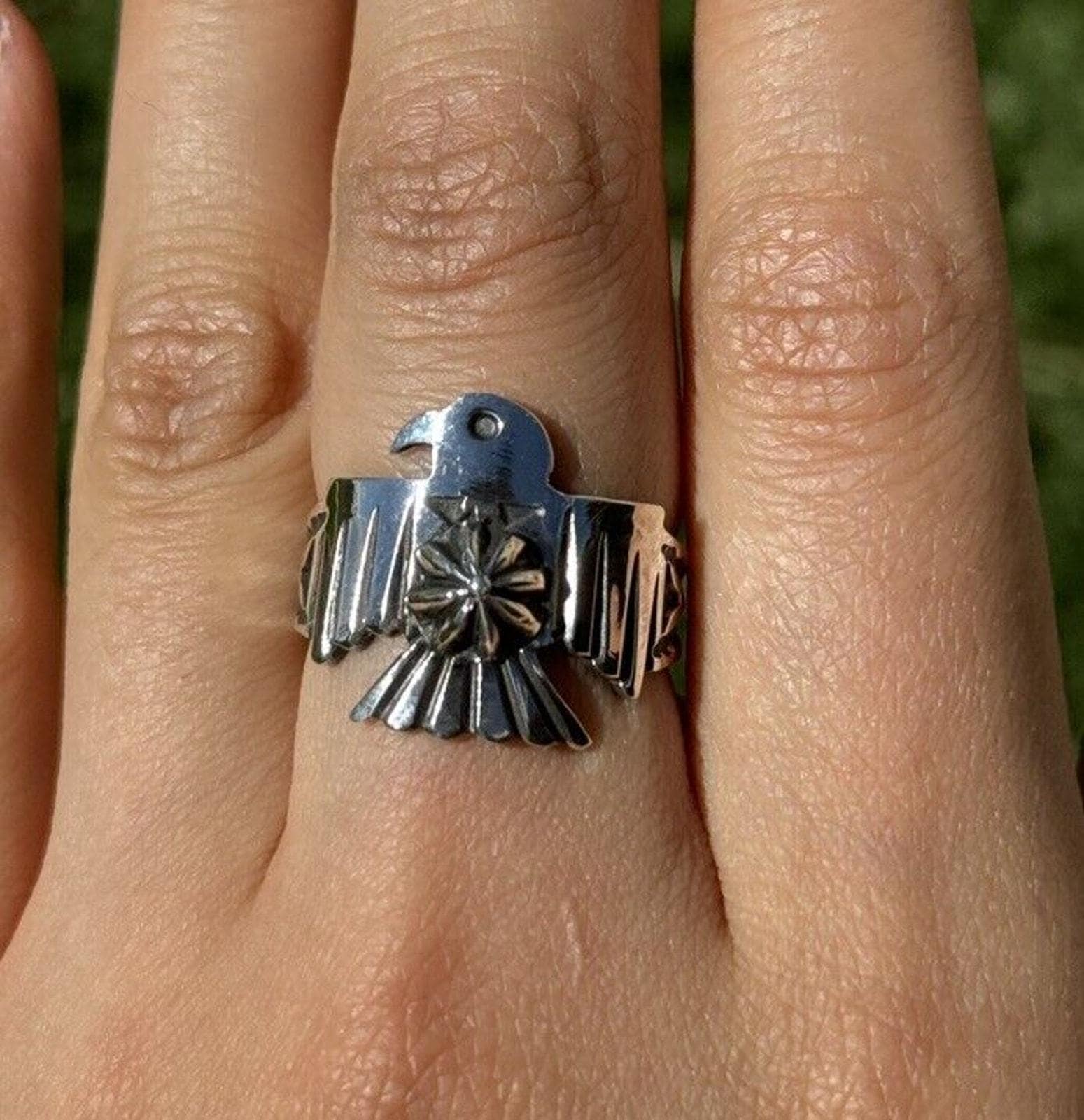 Sunshine Reeves 925 Sterling Silver Thunderbird Stamped Ring