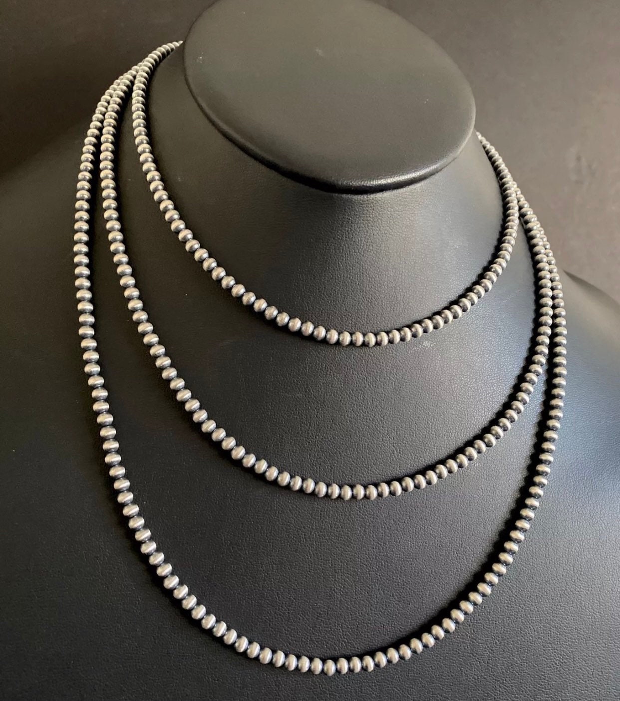 Sterling Silver 4mm 60 Inch Pearls Bead Necklace - Etsy Israel