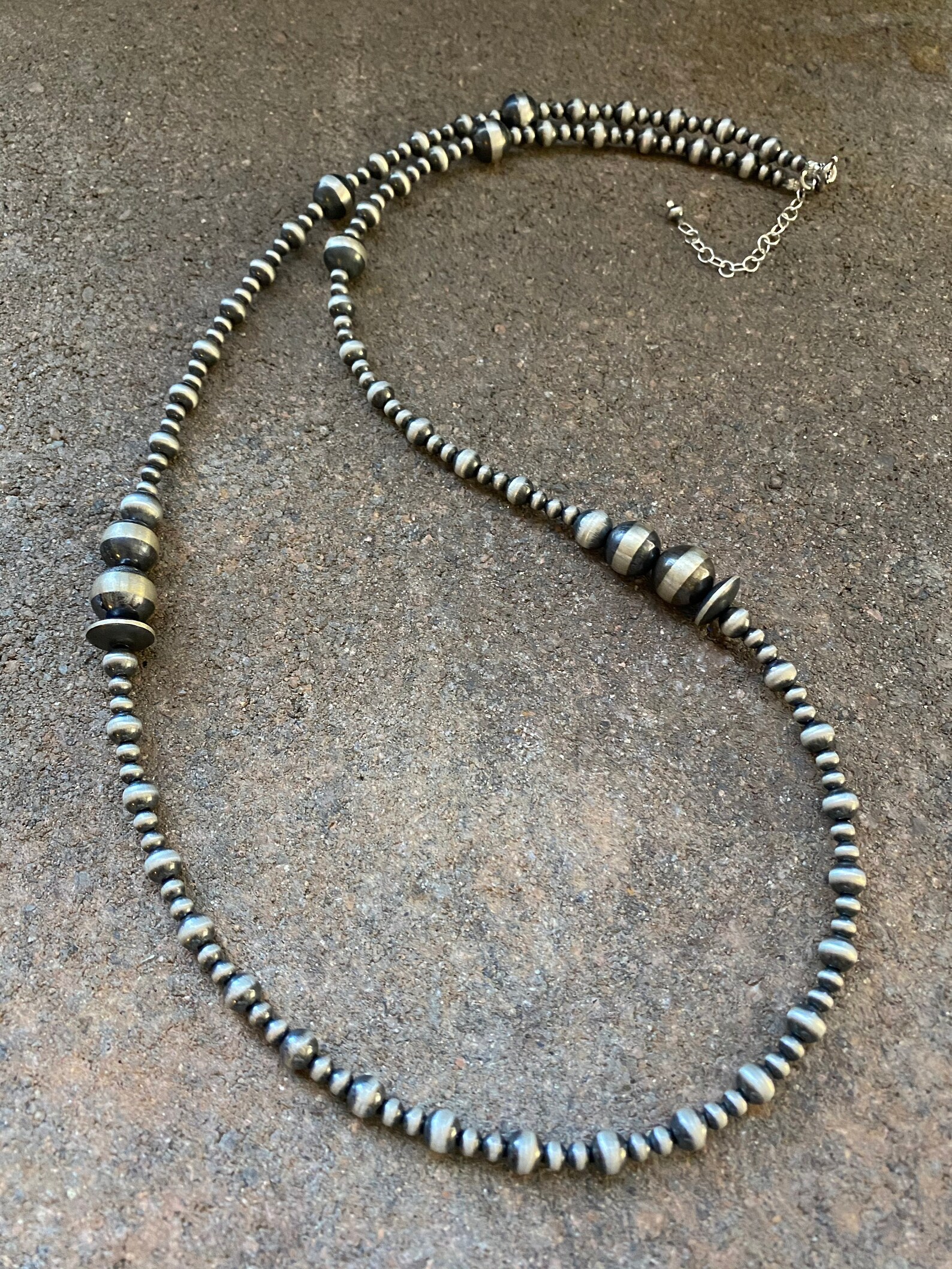 Sterling Silver Pearls Bead Necklace. 24 inch. | Etsy