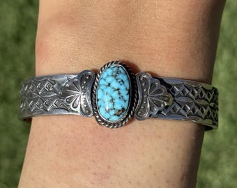 Gary Reeves Sterling Navajo Bracelet With Turquoise - Etsy