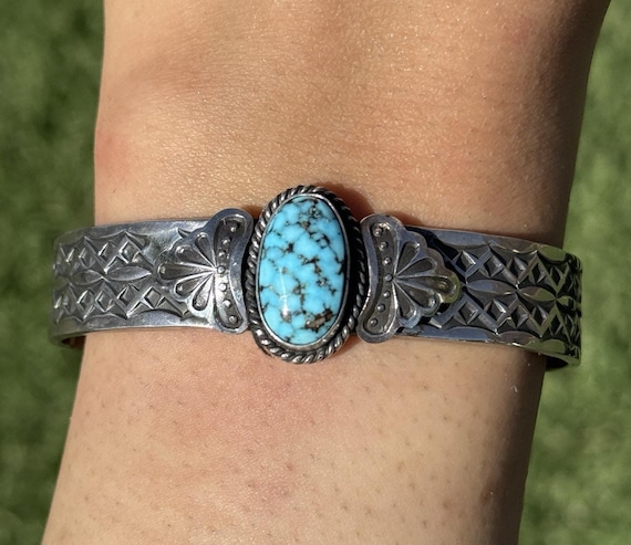 Sunshine Reeves Turquoise Sterling Silver Stacker Stamped Cuff
