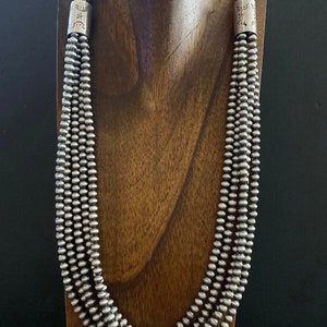 Sterling Silver 5mm Multi Strand Pearls Bead Necklace