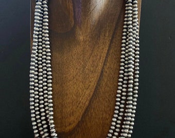 Sterling Silver 5mm Multi Strand Pearls Bead Necklace